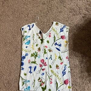 Talbots Floral V-Neck Blouse - Pink and Green